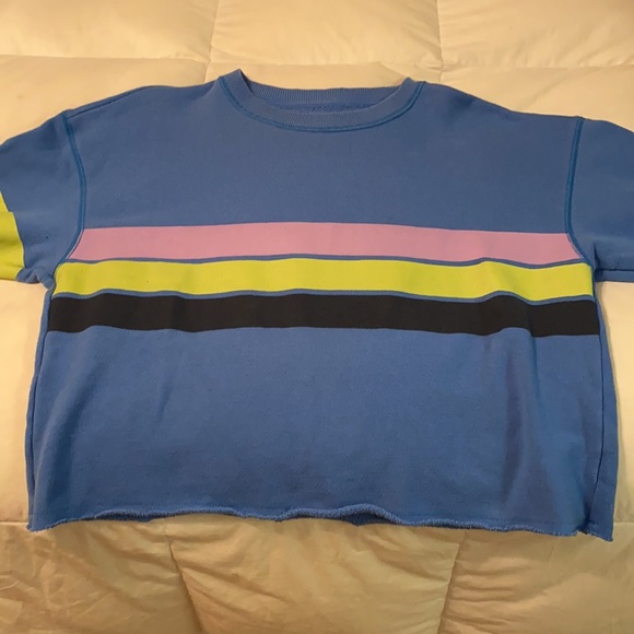 Striped Cropped Crewneck Sweatshirt - Picture 2 of 5
